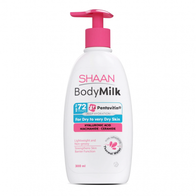 SHAAN BODY MILK WITH HYALURONIC ACID , NIACINAMIDE & CERAMIDE FOR DRY TO VERY DRY SKIN 300 ML